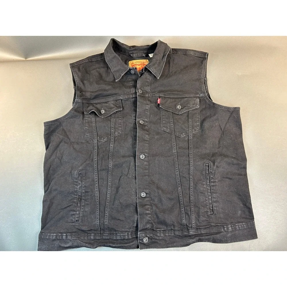 Levis Mens Denim Trucker Vest Black Sleeveless Jacket 4XLT Big & Tall 3068